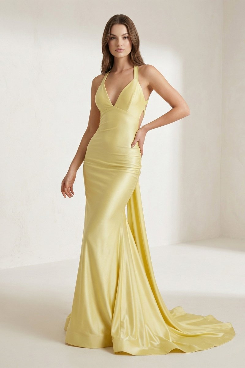 Pink Halter Satin Mermaid Open Back Long Formal Prom Dresses